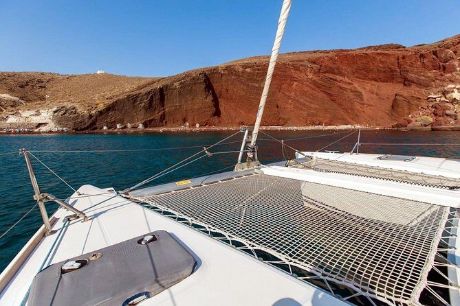Santorini Half Day Catamaran Private Cruise incl. Meal, Drinks & Free Transport - FAQ
