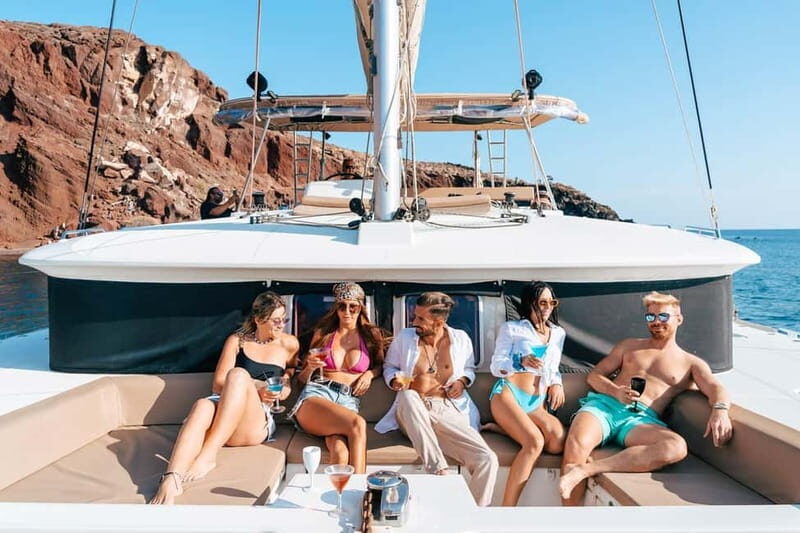 Santorini: Luxury Catamaran Cruise with Lunch, BBQ & Drinks - Key Points