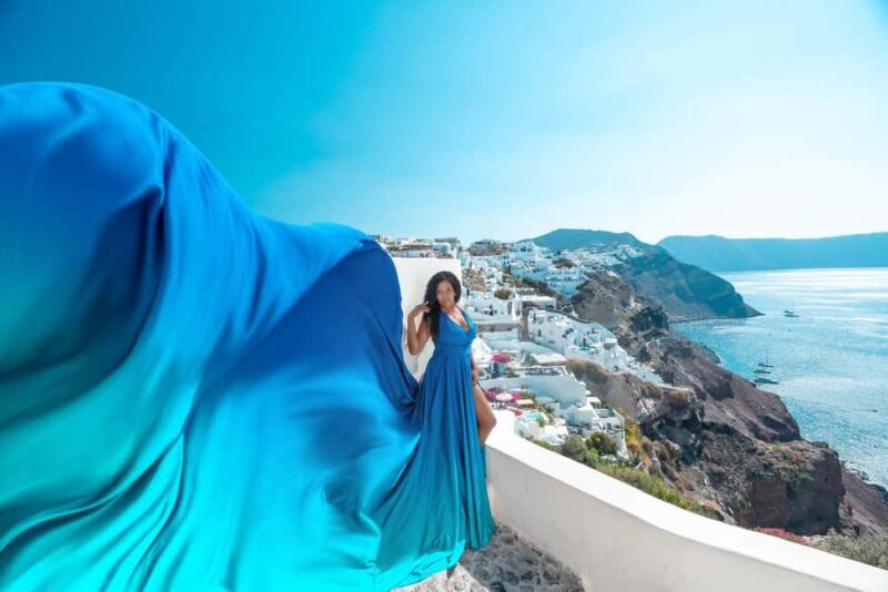Santorini: Oia Flying Dress Photoshoot by SokoLOVE - What to Expect From Your Flying Dress Photoshoot in Santorini