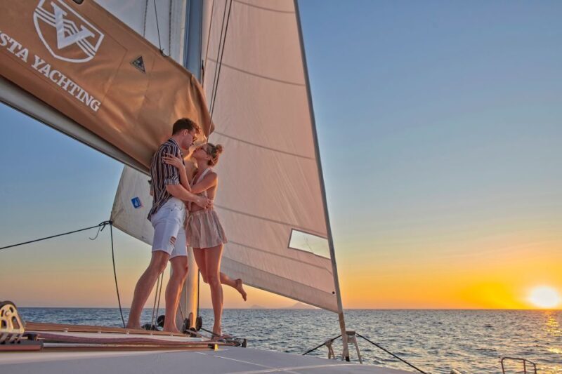 Santorini: Platinum Catamaran Cruise w/ BBQ Meal & Open Bar - Frequently Asked Questions
