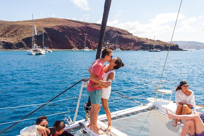 Santorini Sailing Sunset Catamaran Cruise w/ Greek BBQ @Thirasia - Key Points