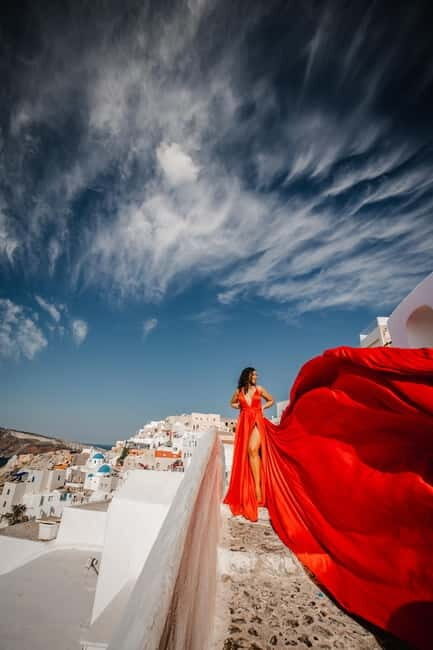 Santorini:Flying Dress shoot with Professional photographer - The Details of the Flying Dress Photoshoot Experience