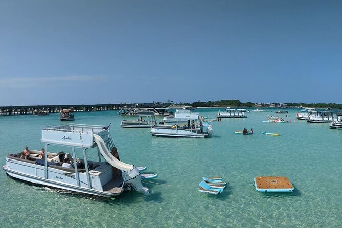 Shared Small Group Slide Pontoon Crab Island Experience - Key Points