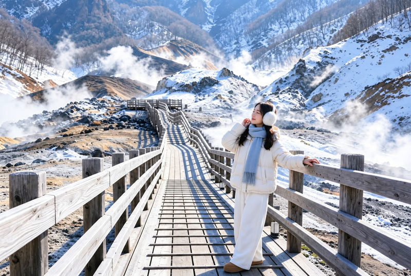 (Snow Viewing Limited) Hokkaido Noboribetsu Jigokudani / Lake Toya / Lake Hill Farm / Showa-shinzan | Optional Snowmobile Experience | Departing from Sapporo | English and Chinese Speaking Guide - A full day linking lake, farm and volcanic valley