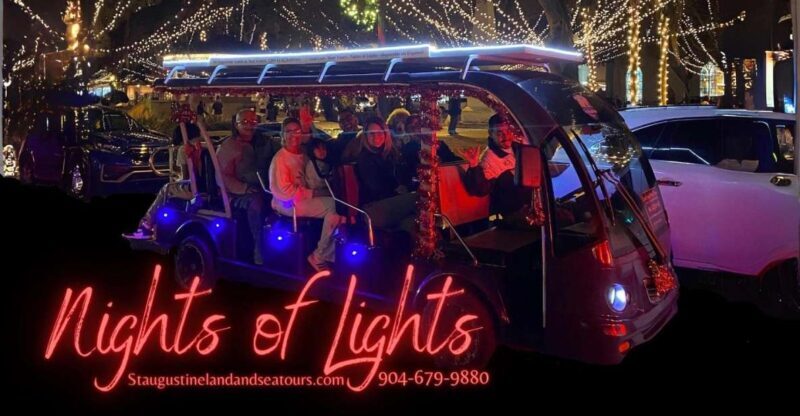 St Augustine: Nights of Lights Tour by Electric Cart - Itinerary Breakdown