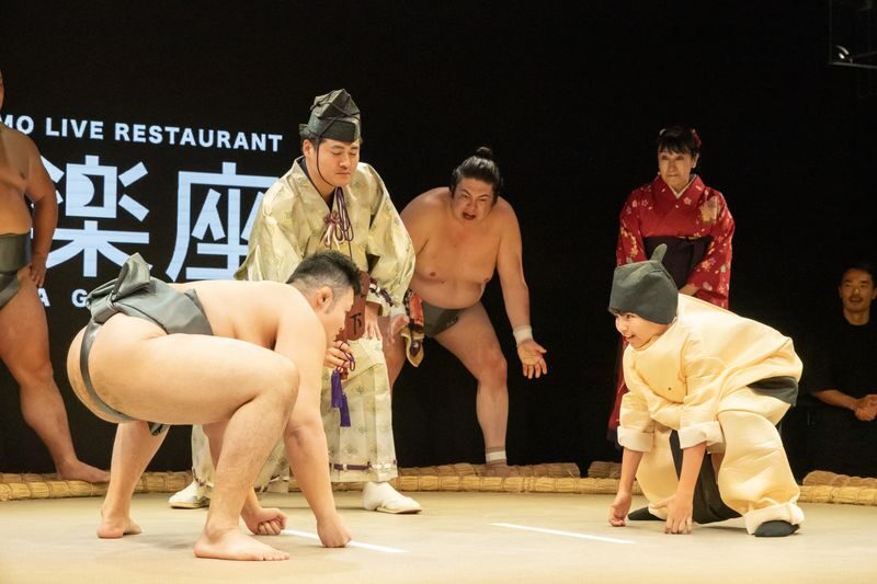 Sumo Show with Traditional Meal Course at HIRAKUZA GINZA TOKYO - A Ginza restaurant built around the dohyo