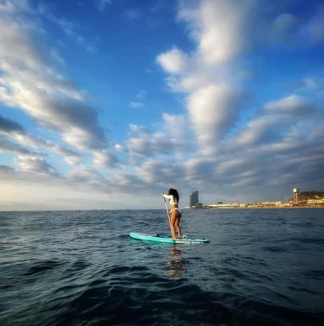 Sunset+paddle surf with music+fotos&videos Barceloneta+snack - Sunset and Paddle Surf at Barceloneta Beach: A Relaxing, Beautiful Way to End the Day