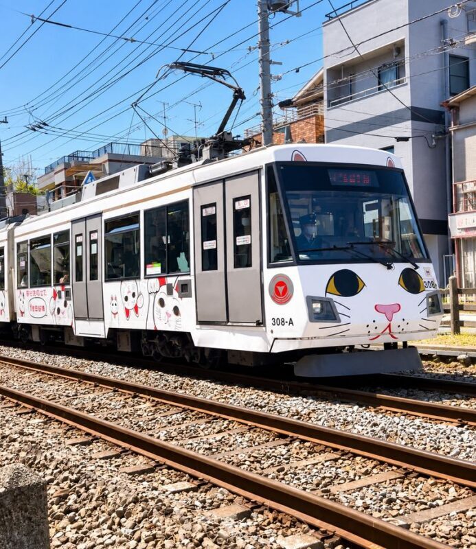 Tokyo Cat Cafe & Gotokuji Temple Half-Day Tour - The train ride and Gotokuji shopping street