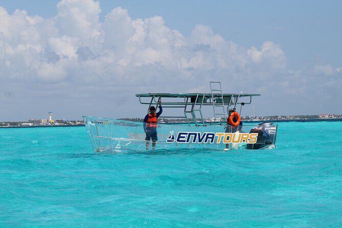 Transparent Boat with Snorkeling drinks and photo shoot - A clear view of Cozumel’s underwater world — and more