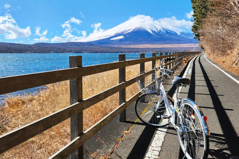 Two-Day Mount Fuji Cycling Tour | Kawaguchiko Panoramic Ropeway & Matcha Experience + Oishi Park + Oshino Hakkai + Hirano no Hama + Yamanakako Cycling / Boat Trip + Popular Check-In Spots | Includes 1 Night Hot Spring Hotel - Two days from Tokyo, with Fuji in several frames