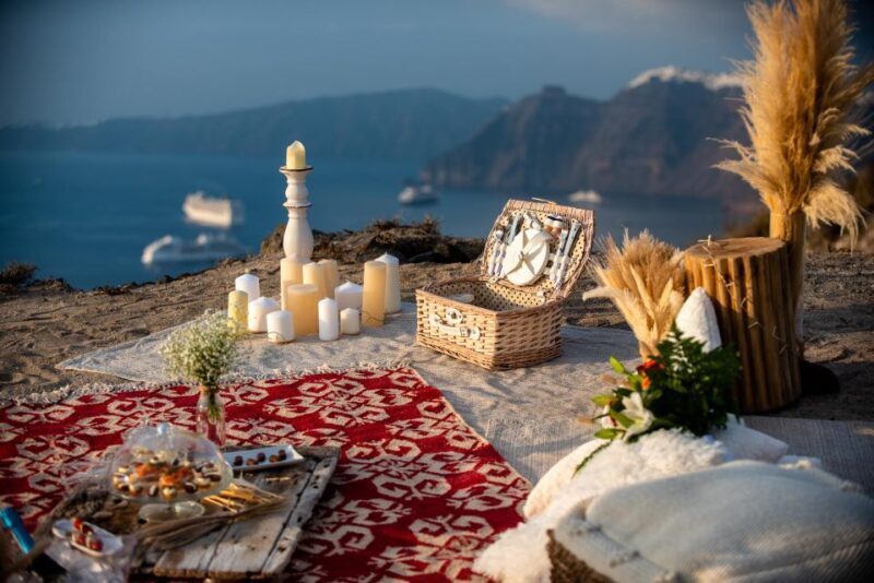 wedding proposal sunset private picnic - A Romantic Sunset Proposal in Santorini: The Private Picnic Experience