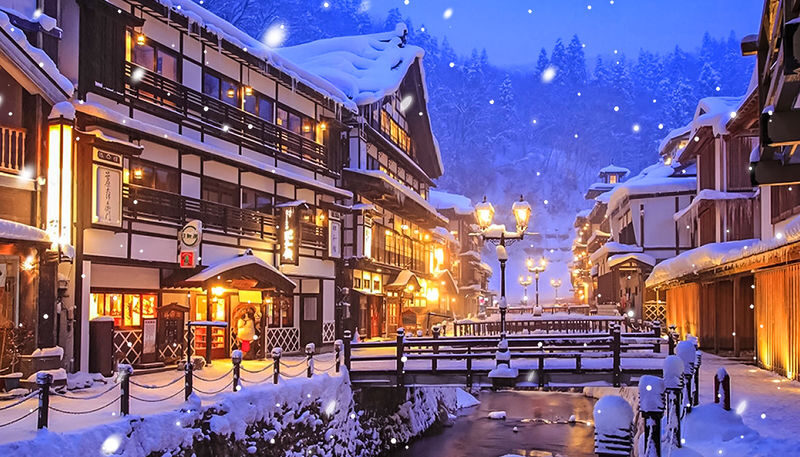 Winter wonderland in the Northeast | Ginzan Hot Springs, Zao Ice Trees, Fox Village, Onihira Edo-chu 2-day tour (including breakfast and dinner at the hot spring hotel) | Depart from Tokyo - Ginzan Onsen: a short walk through a snowy old town