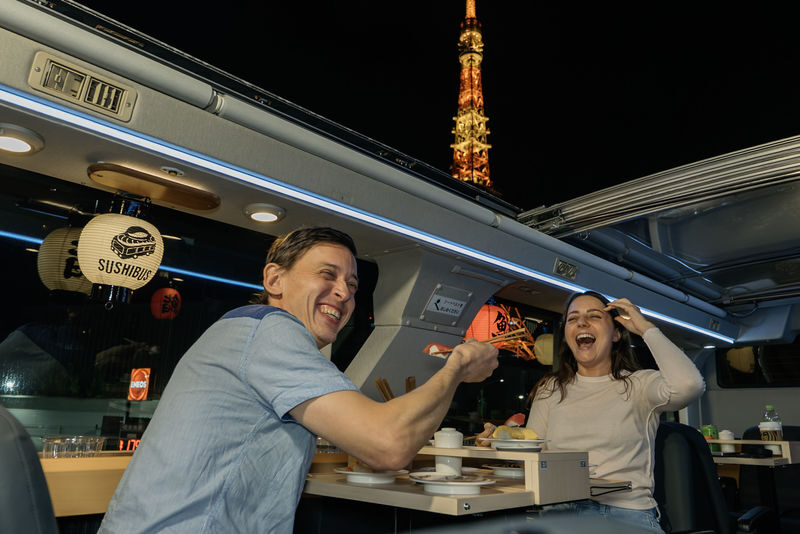 Worlds first! SUSHI BUS TOKYO (All you can eat revolving sushi) - At a glance: sushi, sightseeing and a small group